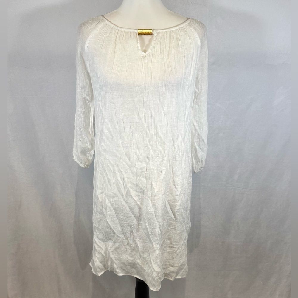 Indigo Rose long lace detail sleeve white dress size petite medium